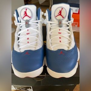 New Air Jordan 6 Rings (GS) Basketball Shoes 323419-140 White-Blue-Red with Box